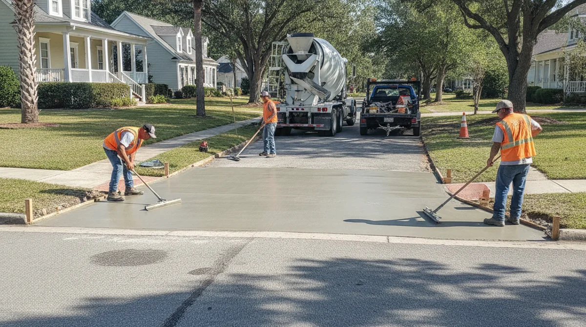 Concrete driveway apron installation Cordova SC