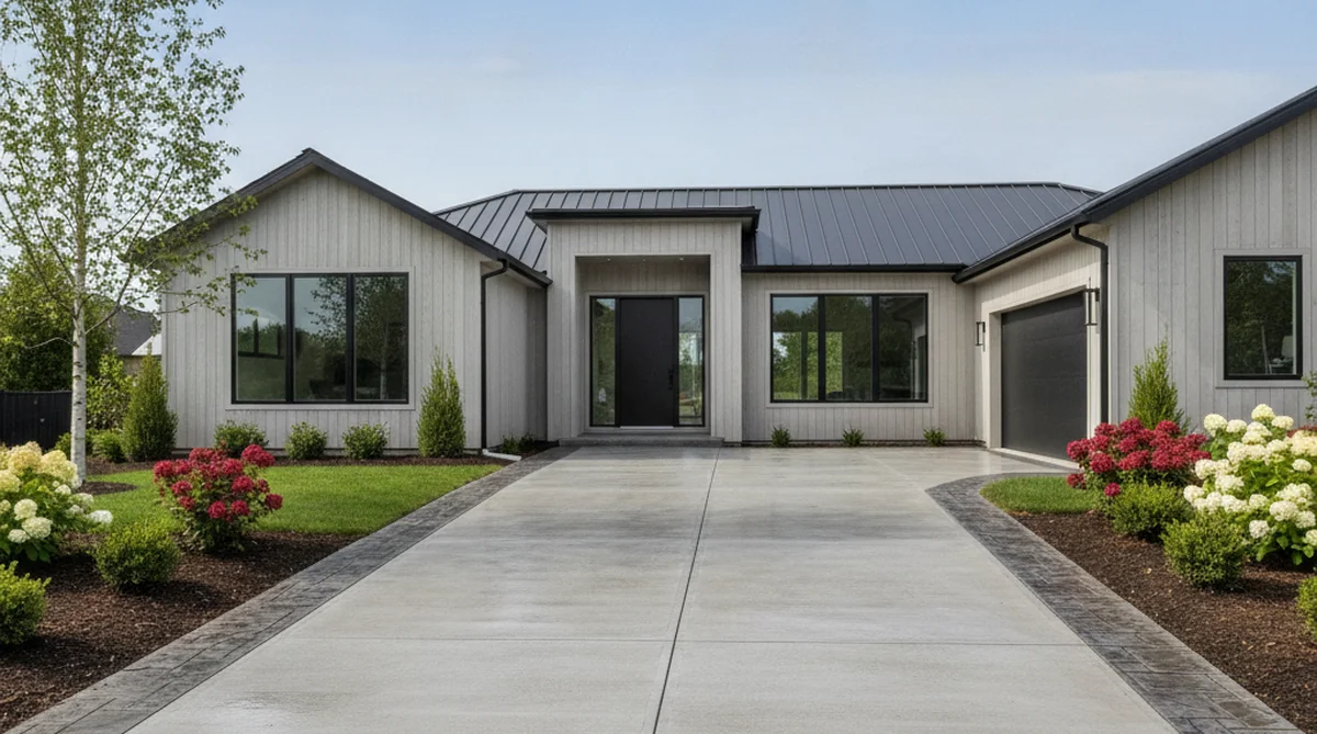 Concrete driveway with decorative edging in Norway SC