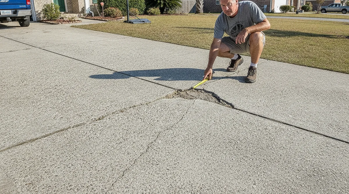 Cracked concrete driveway repair in Sumter SC
